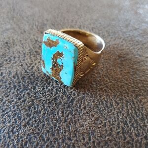 Gold and Turquoise Men's Ring